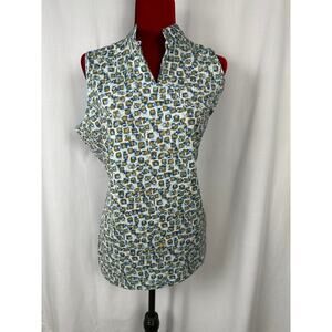 sport haley womens 2xl golf shirt sleeveless knit - blue and green stretchy
